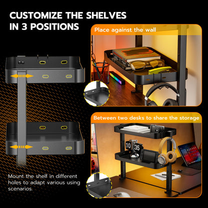 2-Tier Clamp On Desk Shelf with Storage