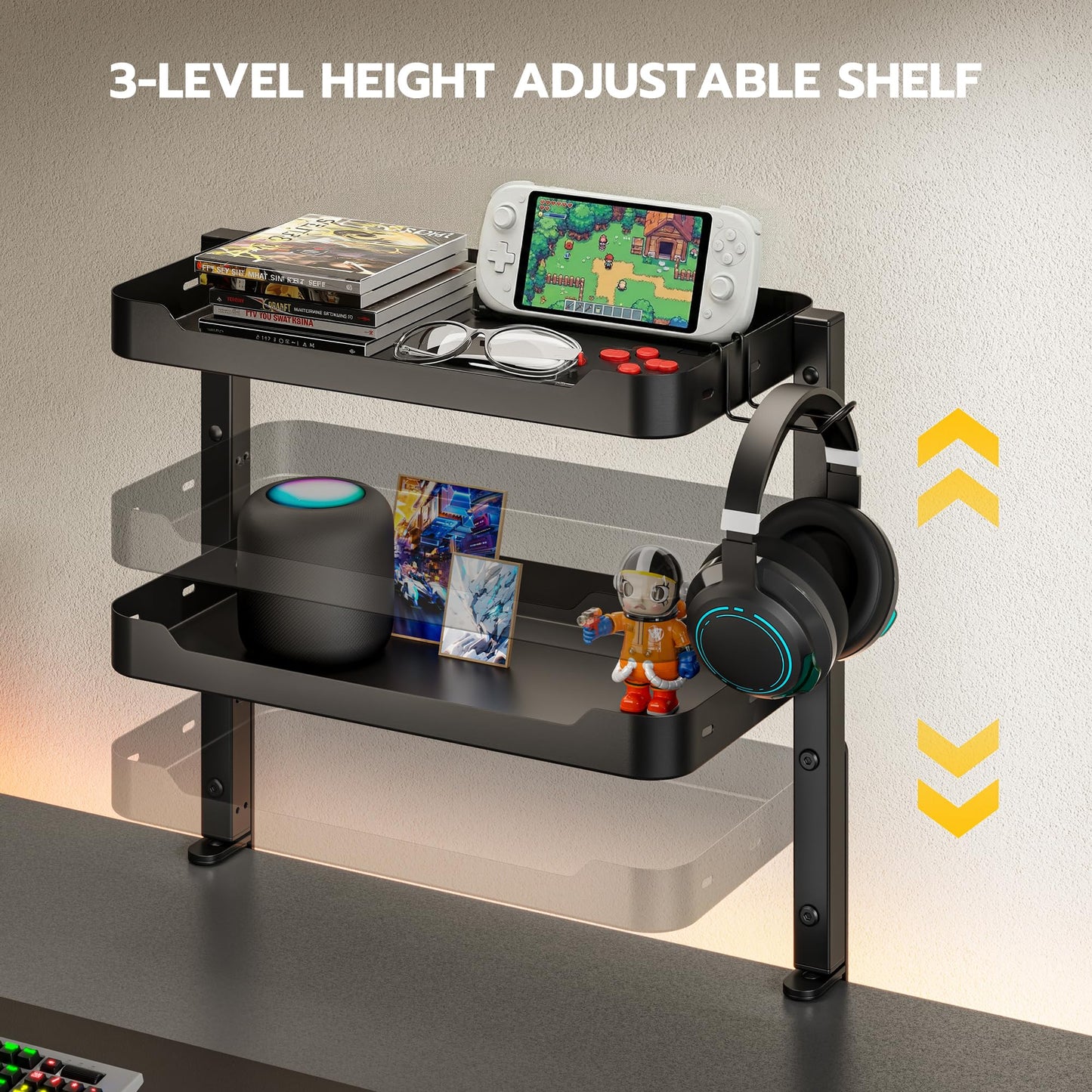 2-Tier Clamp On Desk Shelf with Storage