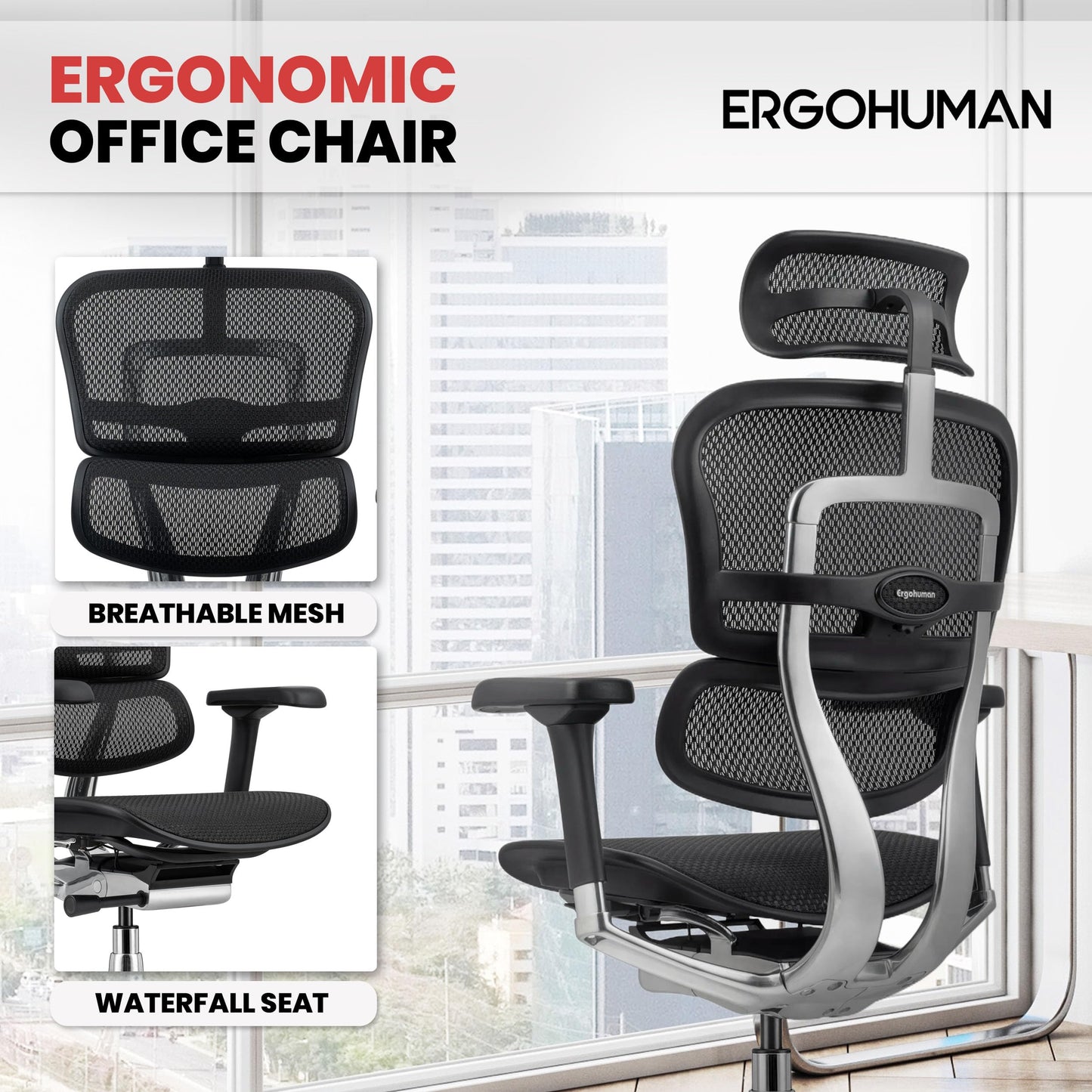 High Back Mesh Office Chair with Adjustable Support